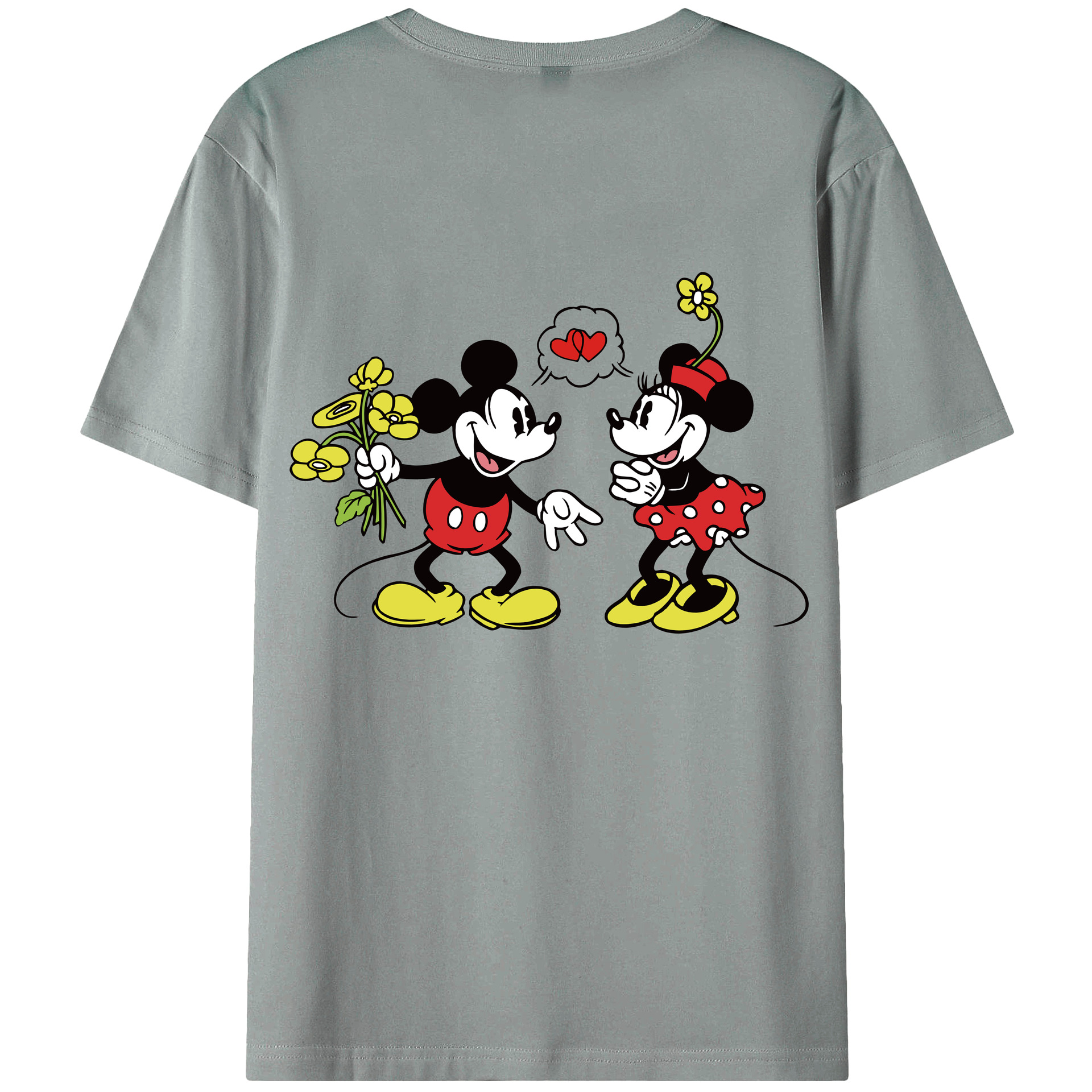 ミッキーマウス Mickey Mouse 綿100％ メンズ半袖Tシャツ（バックプリント） 通気性